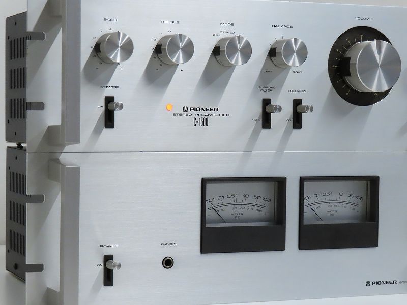 パイオニアアンプ　M1500 C1500セット ト静】 ☆ Pioneer ステレオセット M-1500 C-1500 F-1500 パワーアンプ